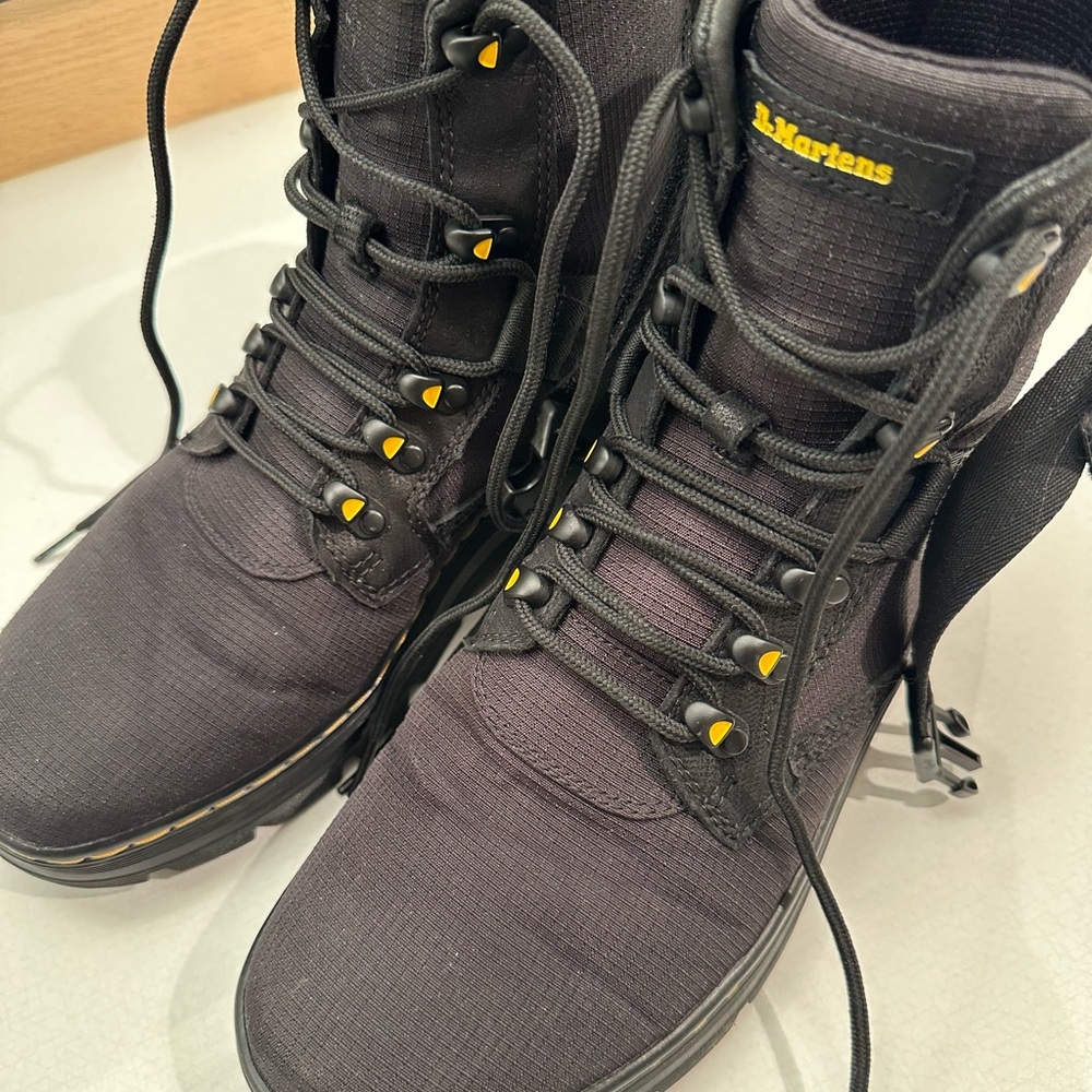 Dr. Martens Black Tactical Lace-Up Boots with Yellow Accents